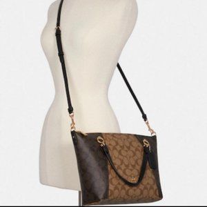 Coach Kacey Satchel In Blocked Signature Canvas Sling Hand Crossbody Bag Purse